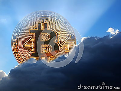 Bitcoin digital cryptocurrency gold coin Editorial Stock Photo