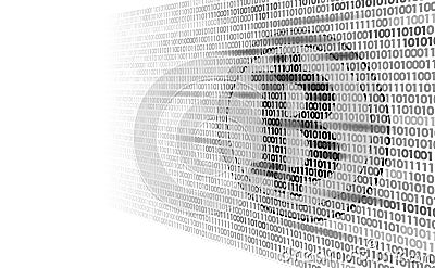 Bitcoin digital cryptocurrency sign binary code number. Big data information mining technology. White monochrome glowing Vector Illustration