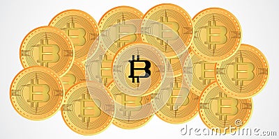 Bitcoin Digital currency background Golden coin symbol with design style vector illustration Vector Illustration