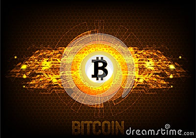 Bitcoin digital currency, futuristic digital money, technology worldwide network concept, vector illustration Vector Illustration