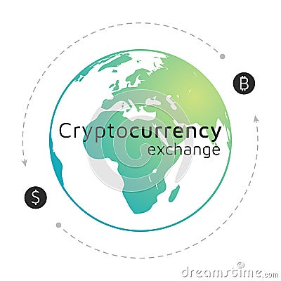 Bitcoin and dollar logo. Cryptocurrency exchange. eps10 Vector Illustration