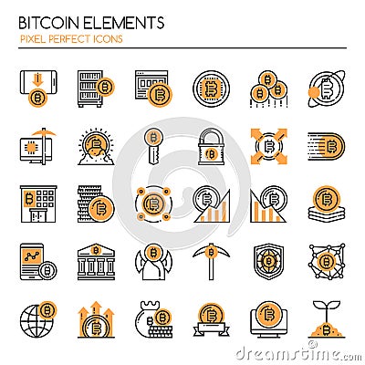 Bitcoin Elements Vector Illustration