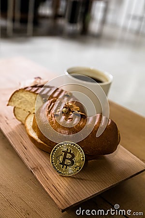 Bitcoin Encrypted money virtual money Exchange Speculate Future Stock Photo