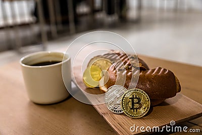 Bitcoin Encrypted money virtual money Exchange Speculate Future Stock Photo