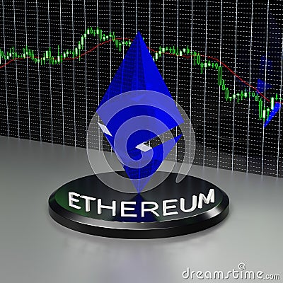 Bitcoin and Ethereum currency signs. Editorial Stock Photo