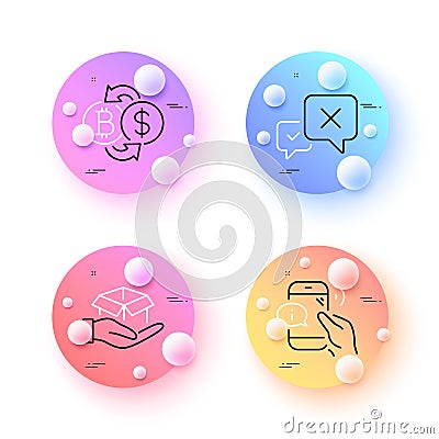 Bitcoin exchange, Hold box and Reject minimal line icons. For web application, printing. Vector Vector Illustration