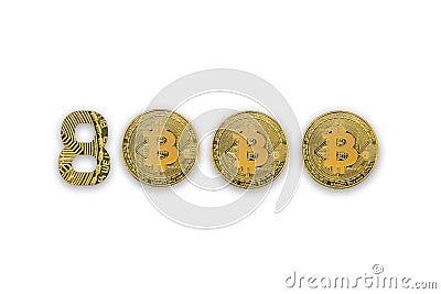 8000 bitcoin exchange rate, isolated. Crypto currency style for design Stock Photo