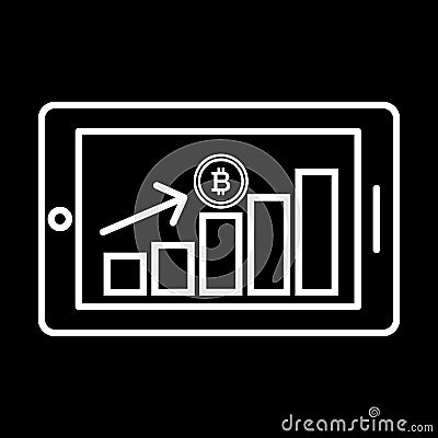Bitcoin financial growth graph. Financial growth on bitcoin. Vector bitcoin growth graph on white background. Bitcoin Vector Illustration