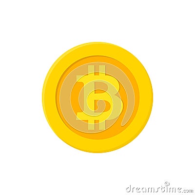 Bitcoin flat icon. Crypto currency bit coin. Vector illustration. Vector Illustration