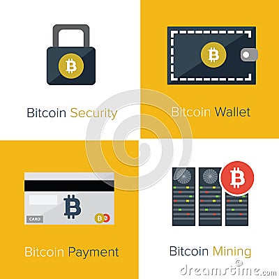 Bitcoin flat icons template Vector Illustration