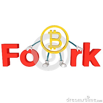 Bitcoin fork. 3D rendering Stock Photo