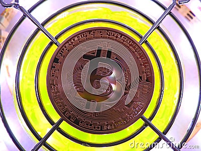 Bitcoin and futuristic background Stock Photo