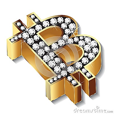 Bitcoin gold bling bling diamonds symbol icon logo vector design Vector Illustration