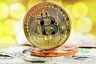 Bitcoin gold coin Stock Photo