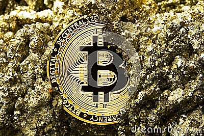 Bitcoin golden coin cryptocurrency background, Symbol digital currency , future money Business Editorial Stock Photo