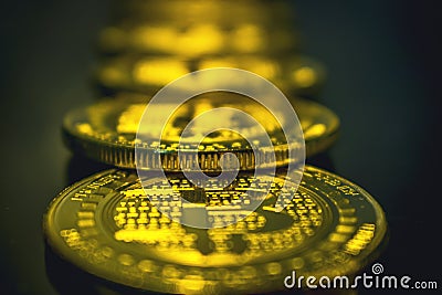 Bitcoin golden coin, cryptocurrency concept, bitcoin market concept, cryptocoins Stock Photo