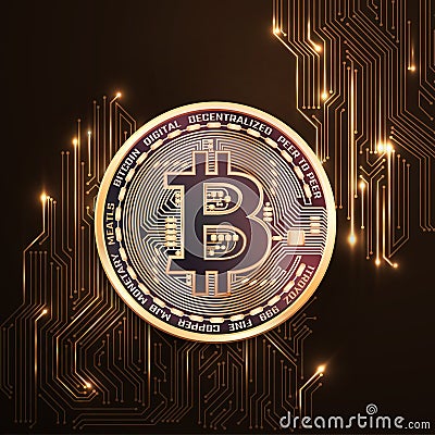 Bitcoin golden coin. Vector eps10 isolated illustration. Vector Illustration
