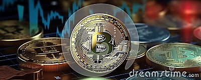 Bitcoin graph, AI generated Stock Photo