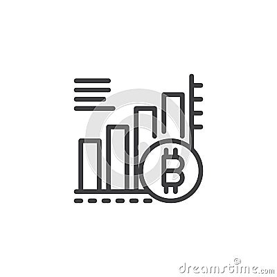 Bitcoin growing graph chart outline icon Vector Illustration