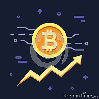 Bitcoin growth concept. Crypto currency. Digital money Vector Illustration