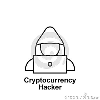Bitcoin hacker outline icon. Element of bitcoin illustration icons. Signs and symbols can be used for web, logo, mobile app, UI, Vector Illustration