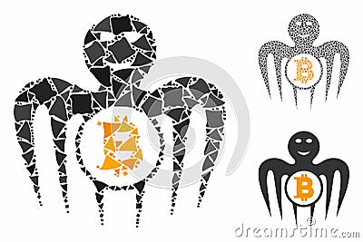 Bitcoin happy monster Mosaic Icon of Tuberous Items Vector Illustration