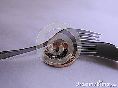 Bitcoin hard-soft fork Stock Photo