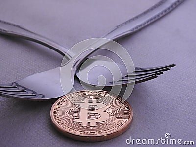 Bitcoin hard-soft fork Stock Photo