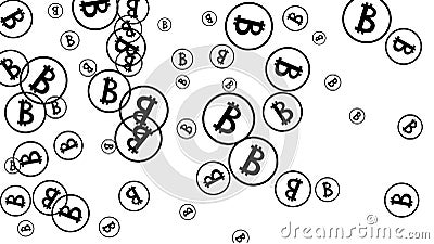 Black Bitcoins on White Background Vector Illustration