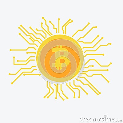 Bitcoin icon, cryptocurrency concept flat design Vector Illustration