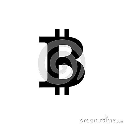 Bitcoin icon, vector sign, payment symbol, coin logo. Crypto currency, virtual electronic, internet money. black emblem isolated Stock Photo