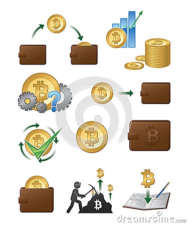 Bitcoin Icons Illustration Cartoon Illustration