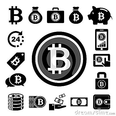 Bitcoin icons set Vector Illustration