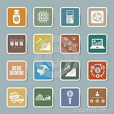 Bitcoin icons set Vector Illustration