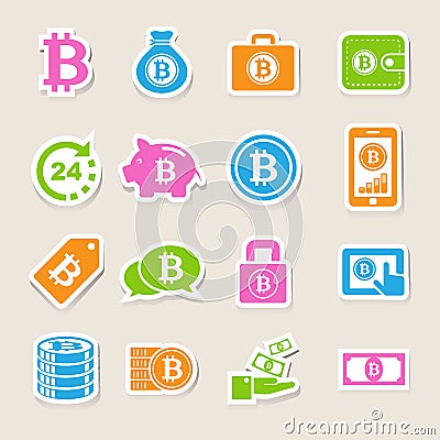 Bitcoin icons set Vector Illustration