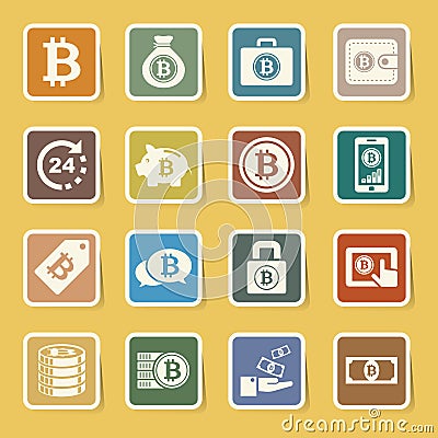 Bitcoin icons set Vector Illustration