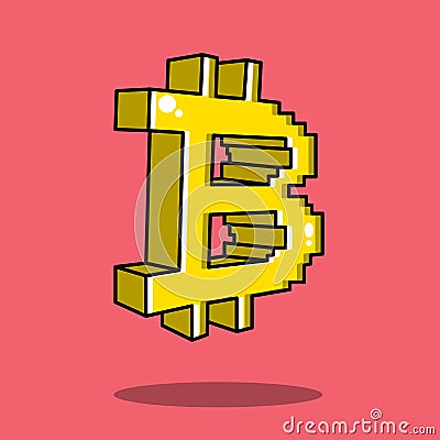 bitcoin illustration, pixel bitcoin illustration Vector Illustration