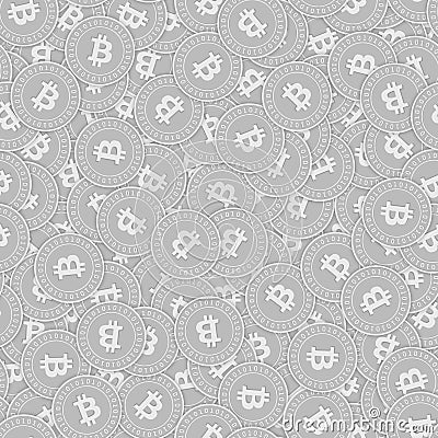 Bitcoin, internet currency silver coins seamless p Cartoon Illustration