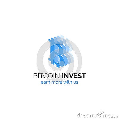 Bitcoin investment company logo design. Modern flat financial symbol on cryptocurrence theme Vector Illustration