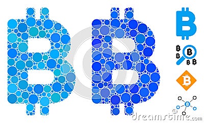 Bitcoin Letter Composition Icon of Circle Dots Stock Photo