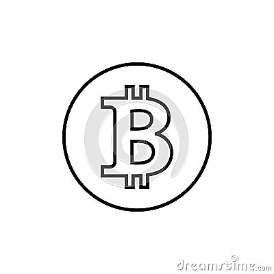Bitcoin line, linear icon, vector sign, payment symbol, coin logo. Crypto currency, virtual electronic, internet money. black Vector Illustration