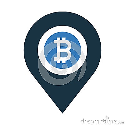 Bitcoin, location map icon design Vector Illustration