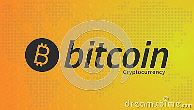 Bitcoin logo and dotted world map. Editable eps10 Vector. Vector Illustration