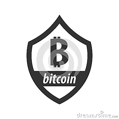 Bitcoin logo and emblem. Digital cryptocurrency. Techology emblem. Stock Photo