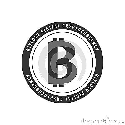 Bitcoin logo and emblem. Digital cryptocurrency. Techology emblem. Stock Photo