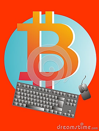 Bitcoin logo - keyboard - mouse Stock Photo