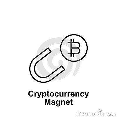 Bitcoin magnet outline icon. Element of bitcoin illustration icons. Signs and symbols can be used for web, logo, mobile app, UI, Vector Illustration