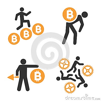 Bitcoin Miner Vector Icon Set Vector Illustration
