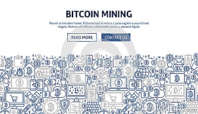 Bitcoin Mining Banner Design Vector Illustration