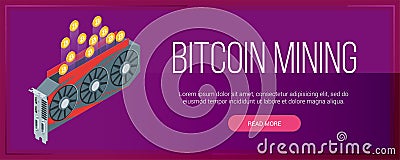 Bitcoin mining banner Vector Illustration